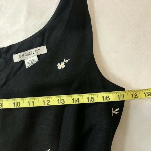 Paraphrase Dress Women 4 Black Floral Flare Dress Fully Lined Embroidered - Picture 4 of 12